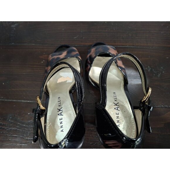 Anne Klein Etenia Black Leopard Print Peep-Toe Heels/Sz. 6M - Picture 8 of 9